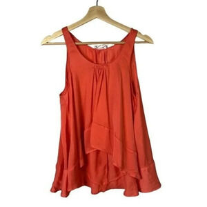 Zara Red Orange Flowy High Low Sleeveless Tank Top M